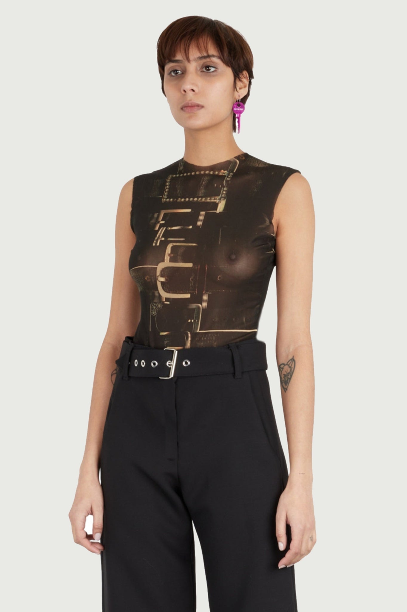 JEANNE FRIOT  BELT TOP SHORT SLEEVES 