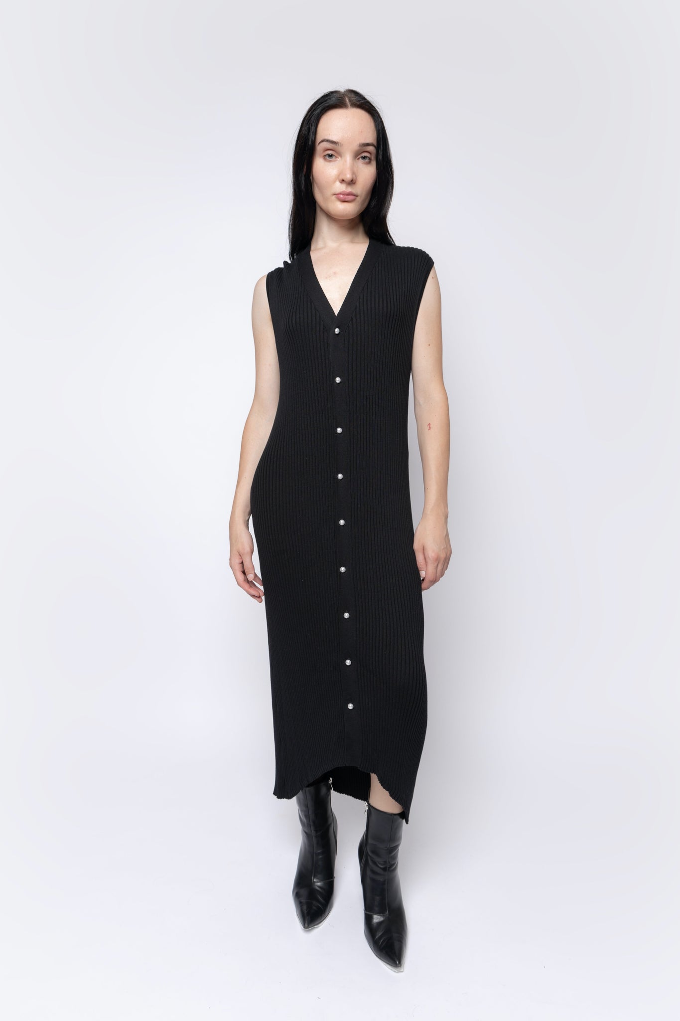 Long Sleeveless Pearl Cardigan