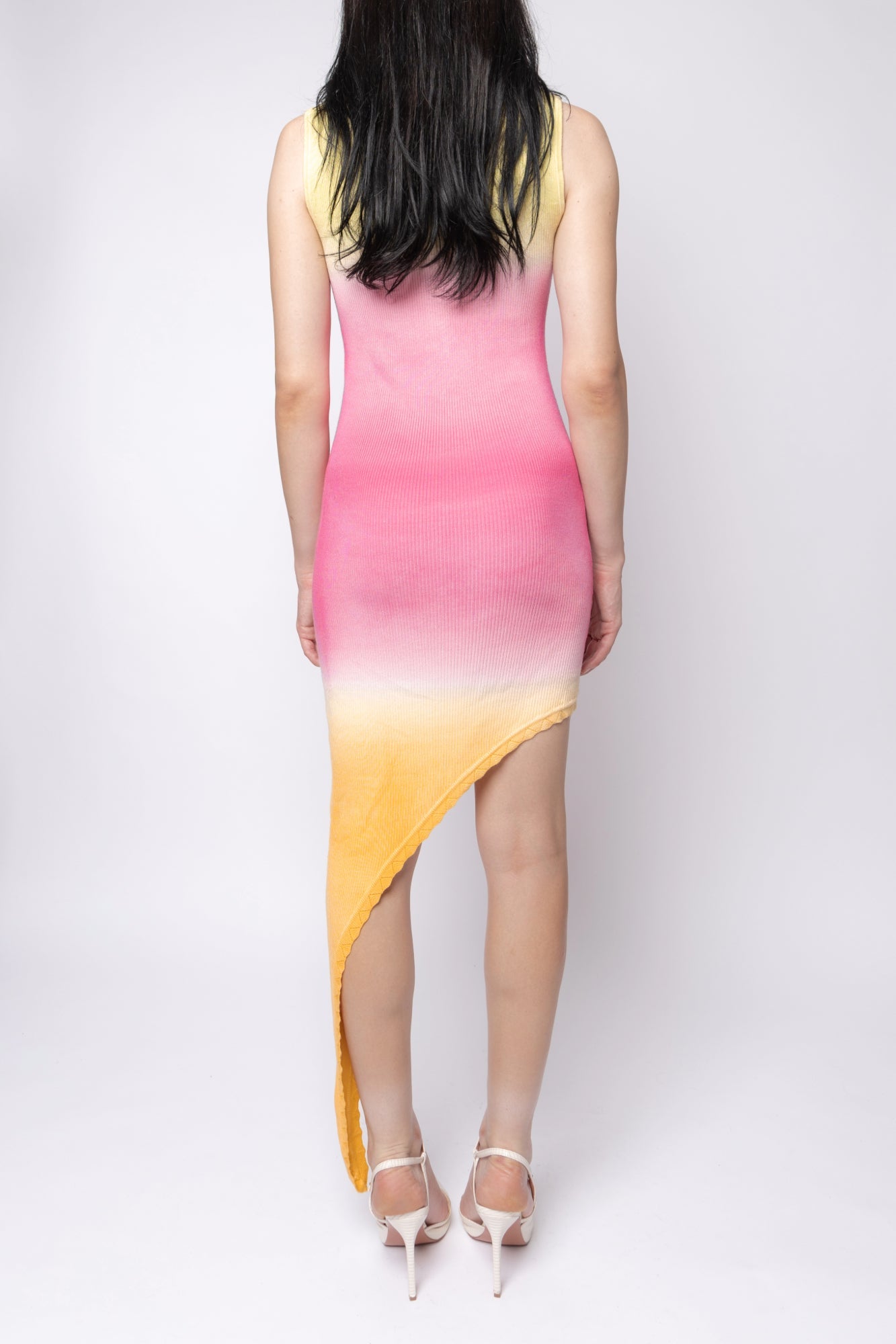 Gradient Square Neck Asymmetrical Dress