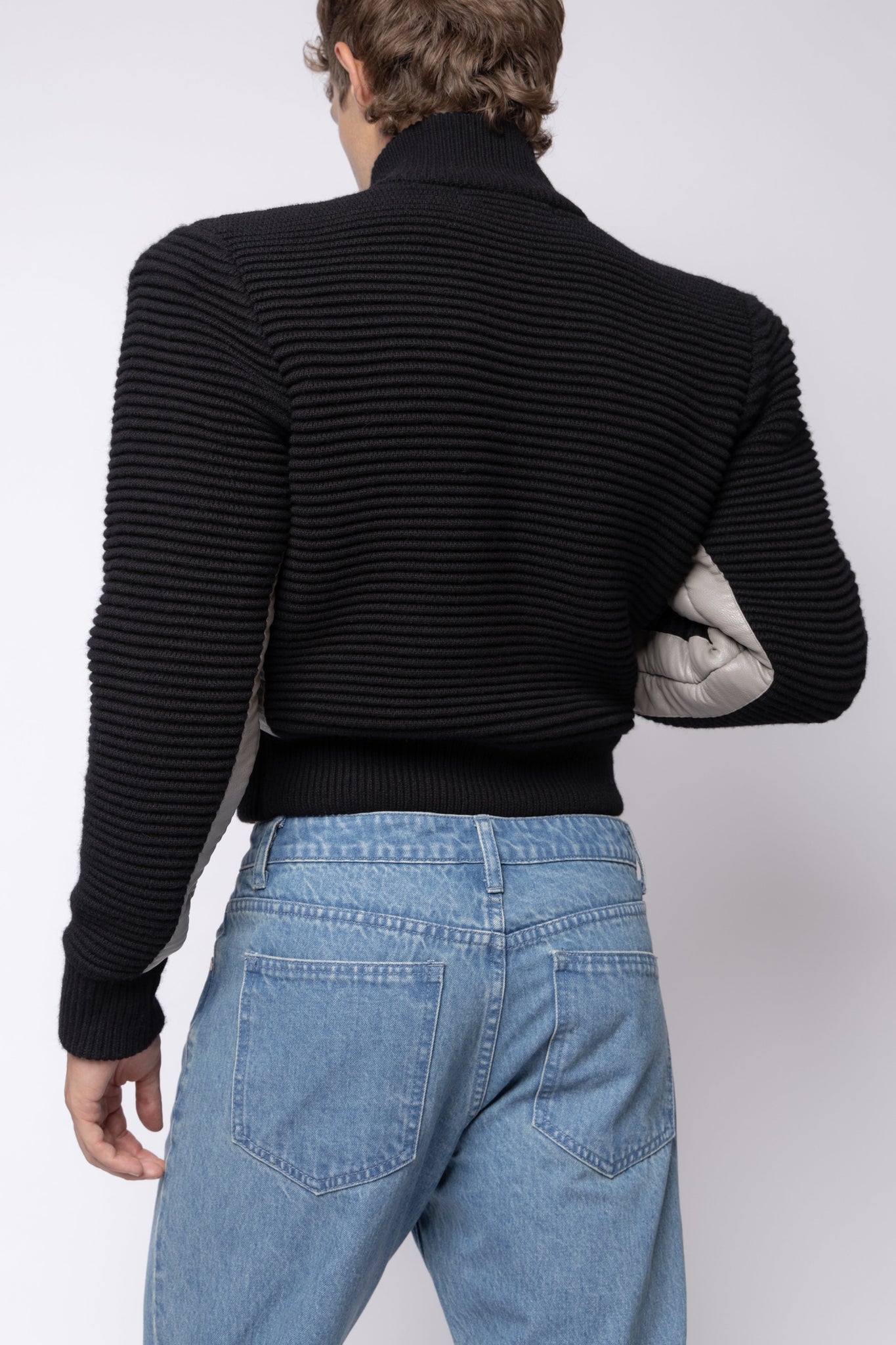 Power Shoulder Knitted Bomber