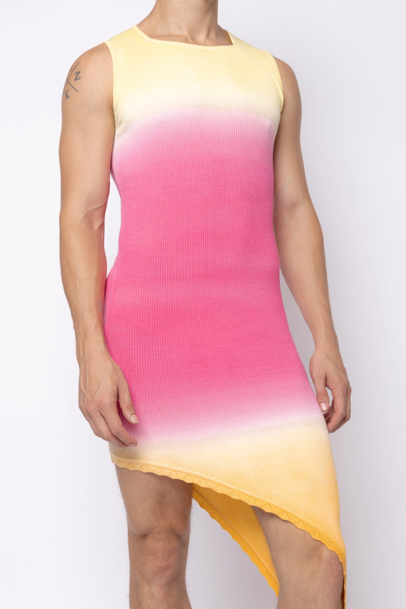 Gradient Square Neck Asymmetrical Dress